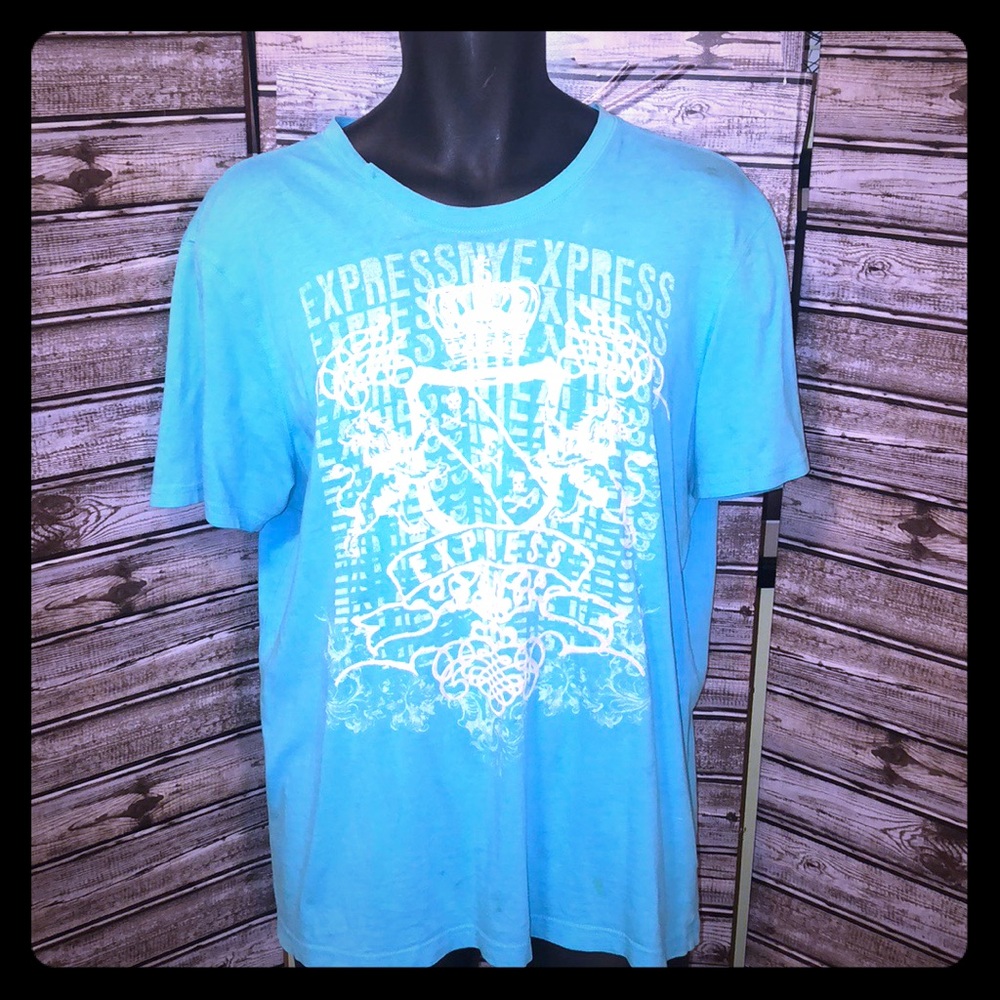 🌴EXPRESS•MENS•L•TIFFANYS BLUE•SHORT SLEEVE SHIRT•